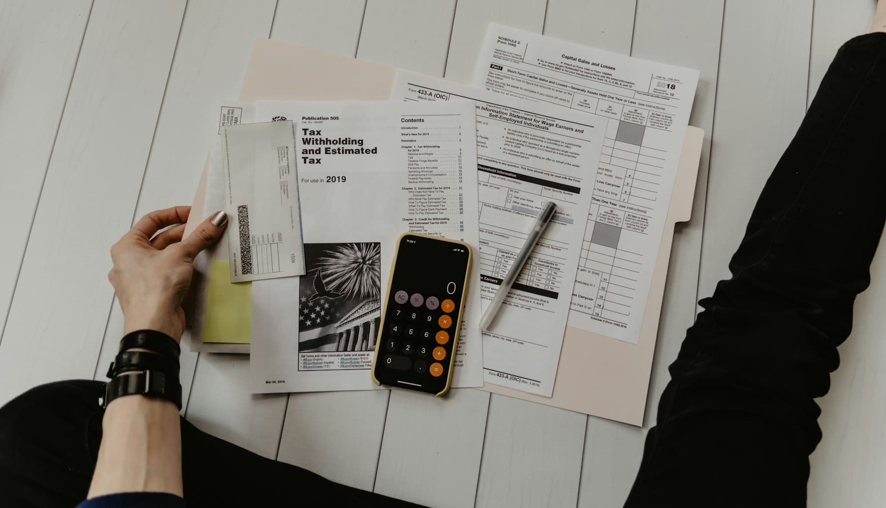 Financial reports and a calculator on a desk